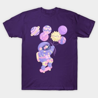 Kawaii astronaut with planet balloons T-Shirt